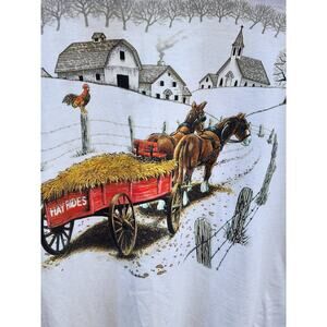 Vintage Hayrides T'shirt sz Medium Farm Prairie Western Fall Vibe Cabincore Boho